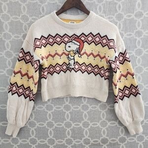 Peanuts Women's XS/PP Knit Sweater Cropped Crewneck Printed